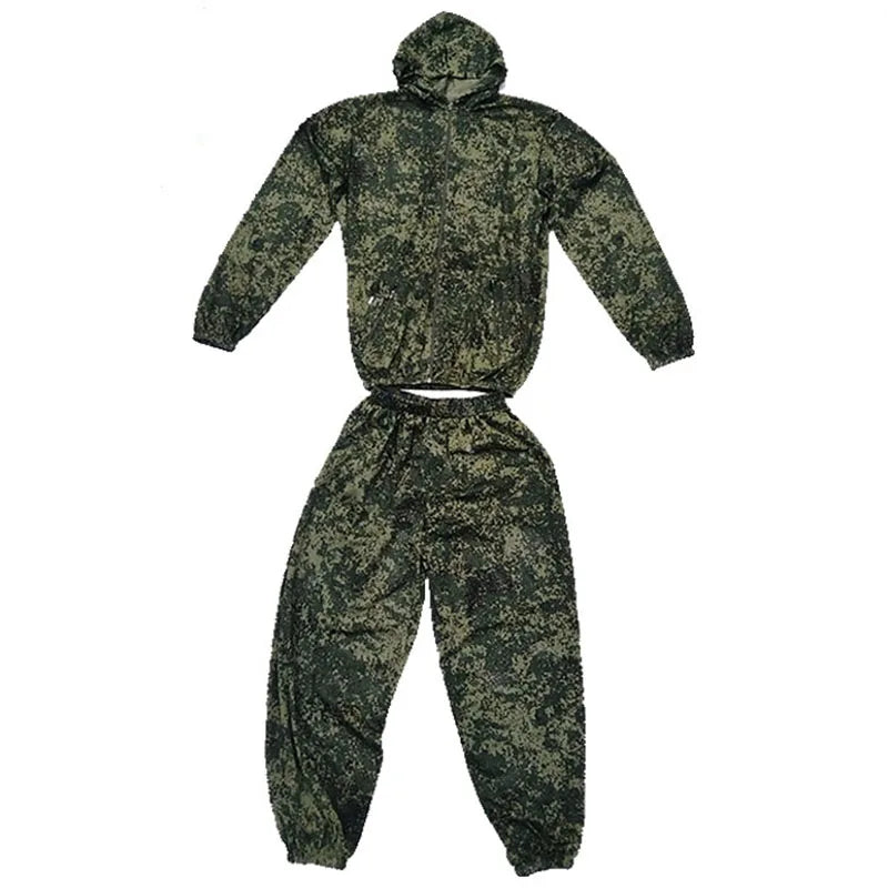 Men Fishing Hiking Sets Outdoor Tactical Mesh Hoodie Mosquito-Proof Set Camping Jacket Elastic Waistband Hunting Pants Men Kids