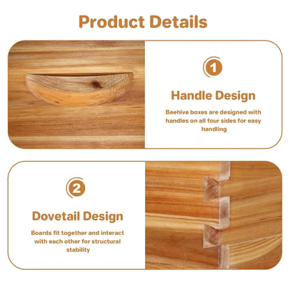 10 Frame Deep Brood Bee Hive Box Dipped in 100% Beeswax Wooden Frames Beehive Box for Beginner Beekeeper Beekeeping Supplies
