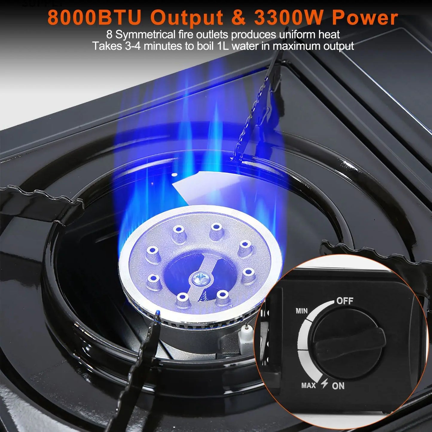 3300W portable camping stove dual fuel burner electric ignition outdoor windproof energy-saving gas stove with automatic fuel tank injection overpressure cut-off portable case suitable for camping, picnicking, traveling, back
