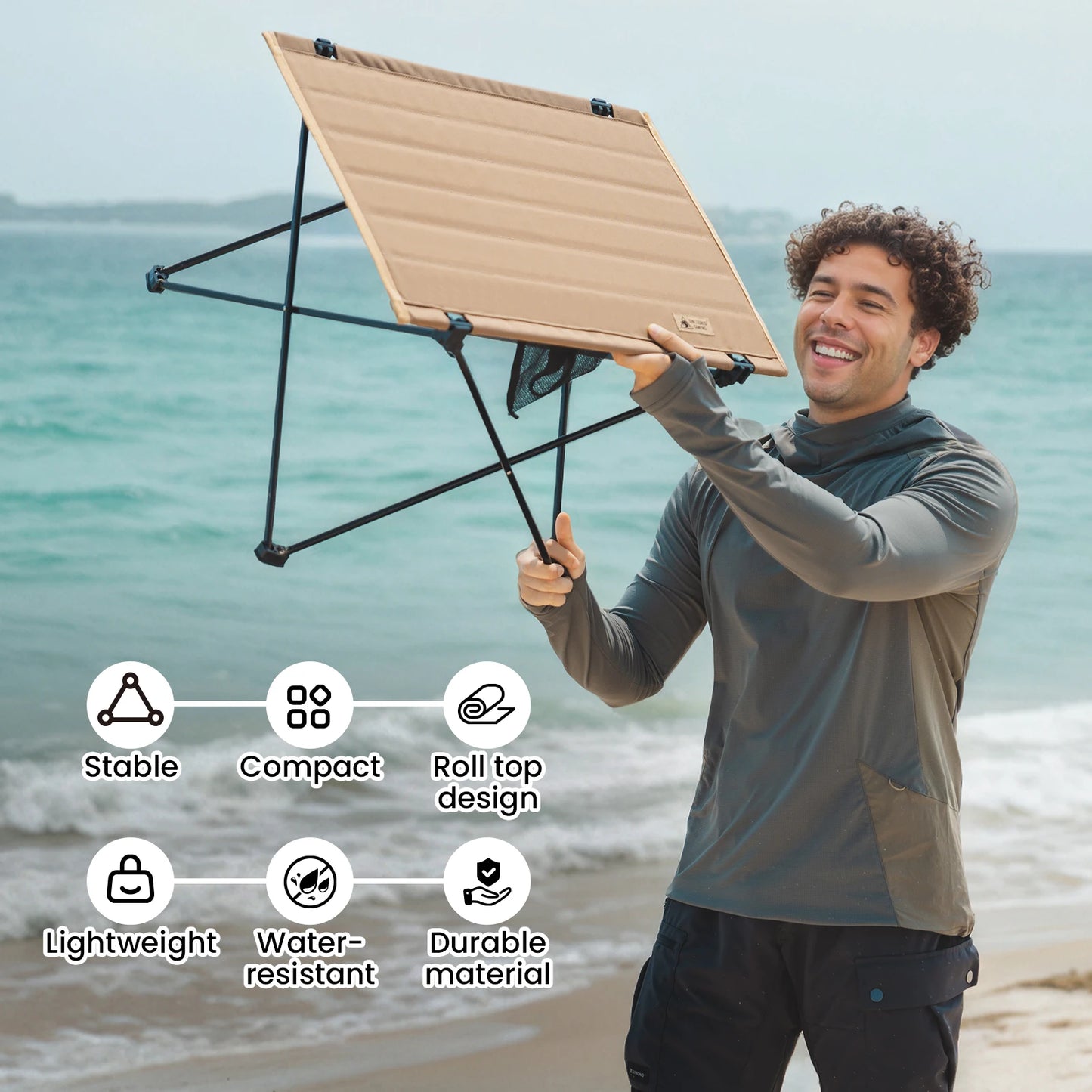 Onetigris Camping Folding Table 600D Polyester Ultralight Outdoor Picnic Table Tourist Portable Desk for Dining Traveling Hiking