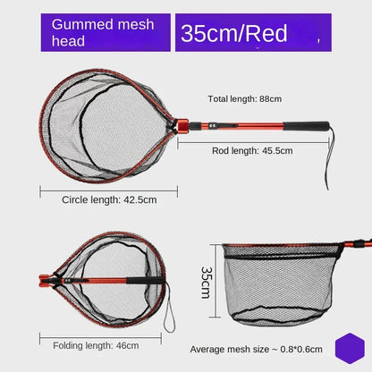 LINNHUE Fishing Nets Folding Laning Net Cheap Price Rubber/Silicone Mesh Catch 14kg Fish Lure Fishing Tool Anglers Accessory