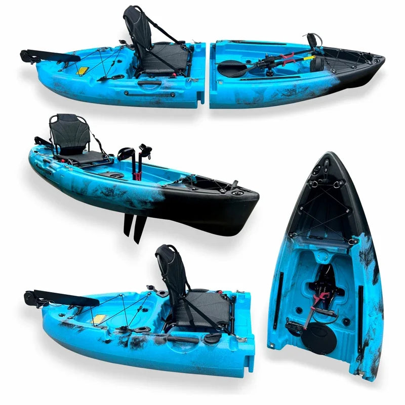 Modular Assembly Kayak with Split Hard Shell, Electric/Pedal-Driven Canoe for Solo/Tandem Lake/Sea Adventures, Portable LLDPE