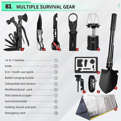 171 PCS Survival First Aid Kit with Emergency Tent, Gear, and MOLLE Bag for Outdoor Adventures, Travel, Home