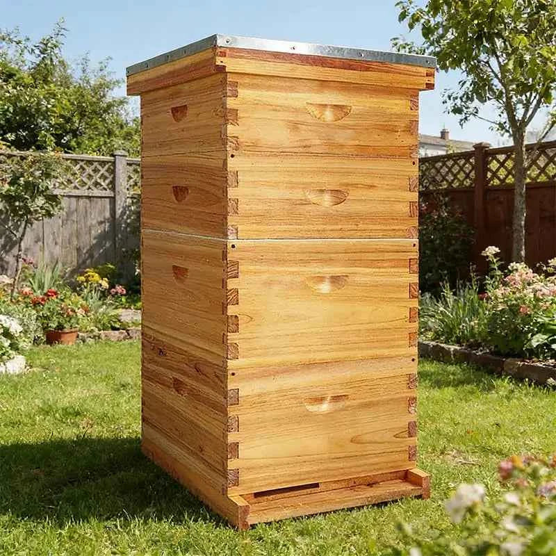 10Frame Langstroth Beehive, Wax-Coated with 100% Beeswax (2 Deep Box & 2 Medium Super No Frames Included) 4-Layer, Custom