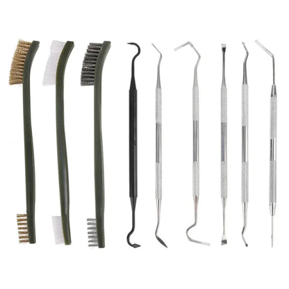 9pcs/Set Toy Gun Cleaning Kit 3 Brass Steel Brushes 6 Stainless Steel Pick Rifle Cleaning Tool