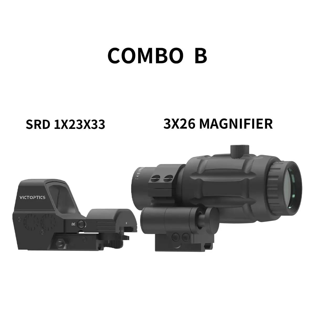 Victoptics SRD 1x20/30 /1x23x33 Red Dot Sight & 3x Magnifier With Flip Side Mount 3MOA Dot Size 20,000 Hours Runtime For AR 15