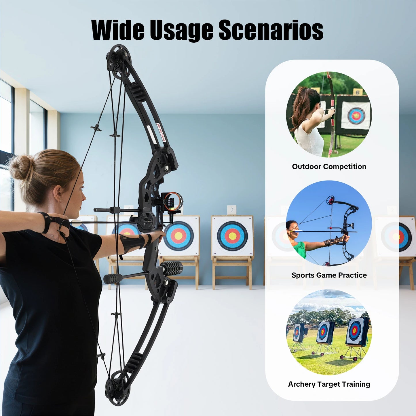 Fully Adjustable Compound Bow Kit Right Handed, 30-70LB Draw Weight with Lighted Sight & Shock Absorption, Complete Hunting Accessories for Archery Beginners & Pros
