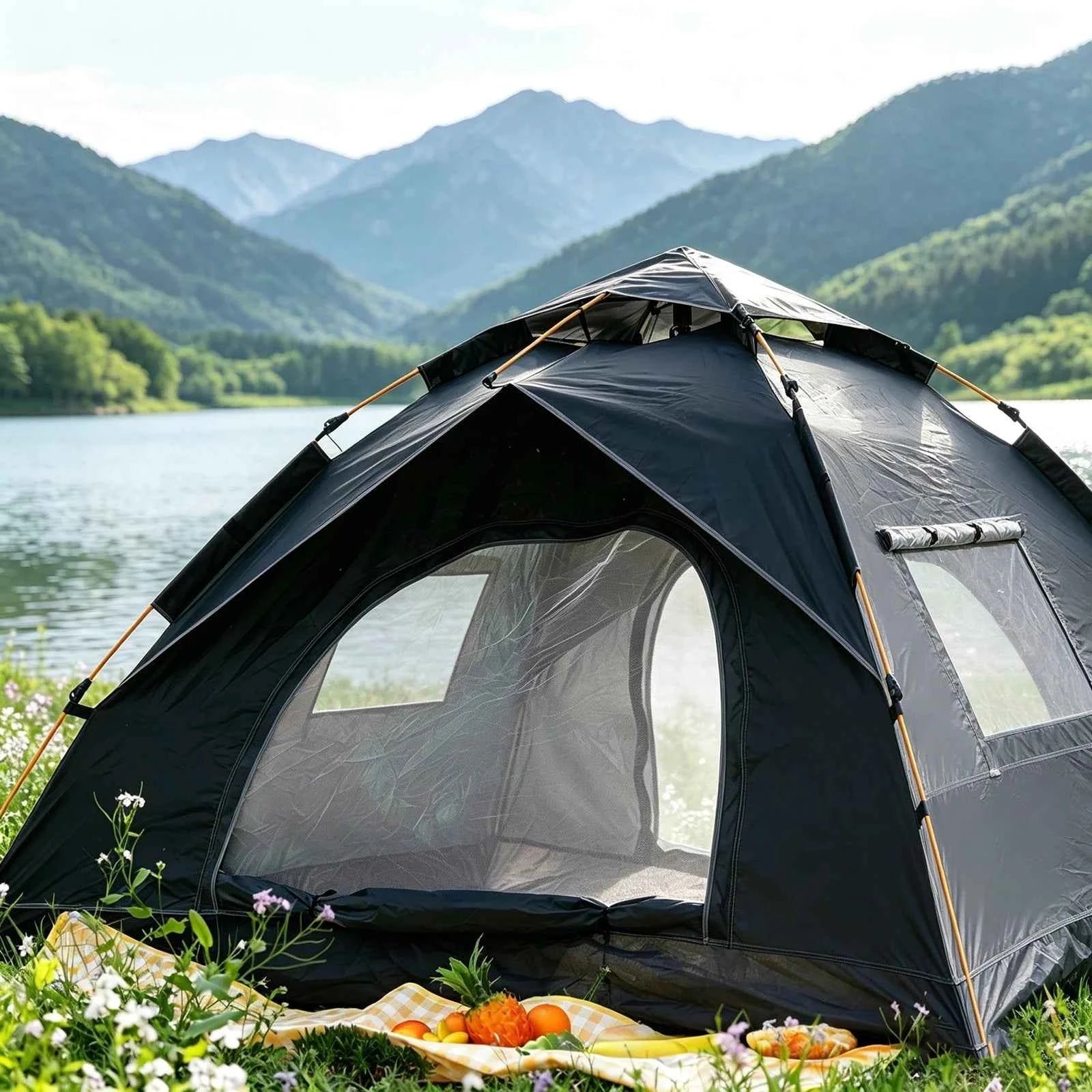 PAKICETUS 1-3 Person Pop Up Camping Tent, 60s Fast Setup Dual Door Portable Dome Tent with Storage Bag for Backpacking Hiking Outdoor Backyard Use