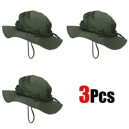 1pc/5pcs Camo Boonie Hat Sunscreen Breathable Bucket Hat Men's Outdoor Hiking Hunting Fishing Windproof Fisherman's Hat
