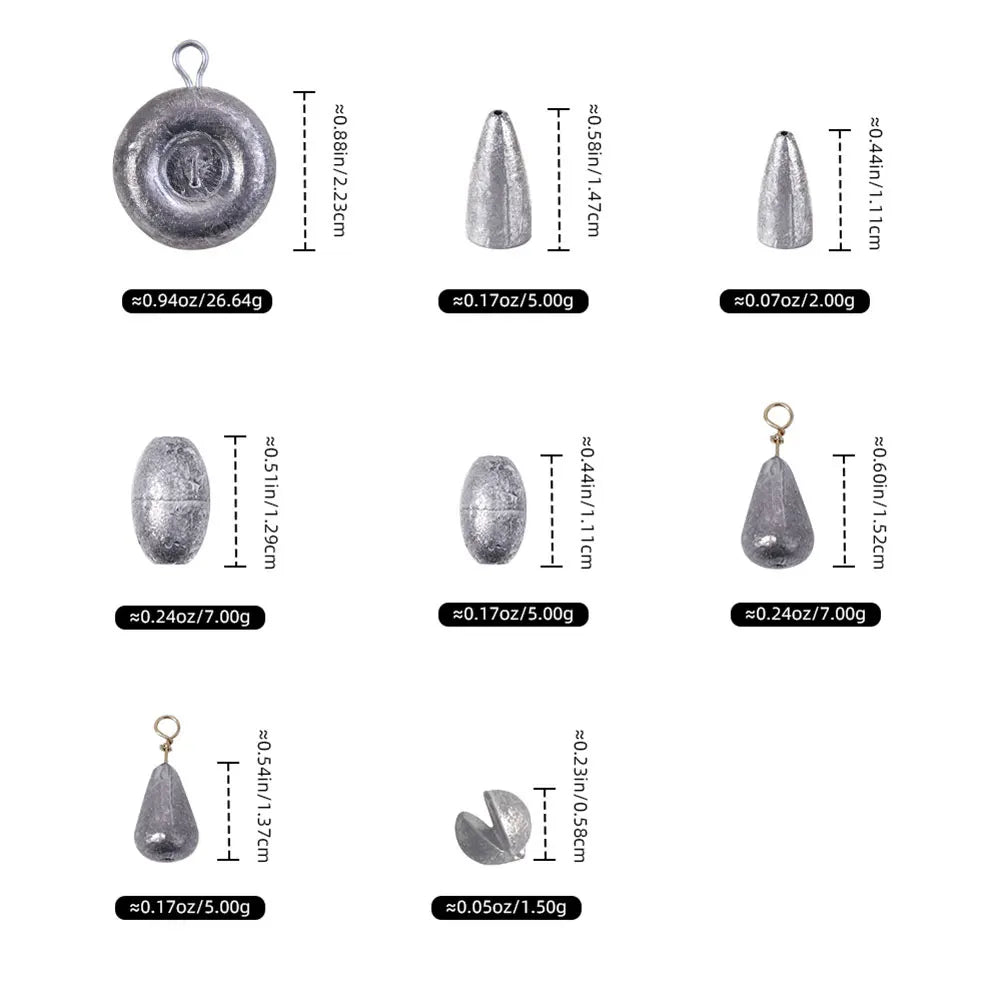 81PCS Removable Fishing Sinkers Weights Kit Round Split Shot Sinker Egg Fishing Tackle Set Bass Fishing Tackle Accessories