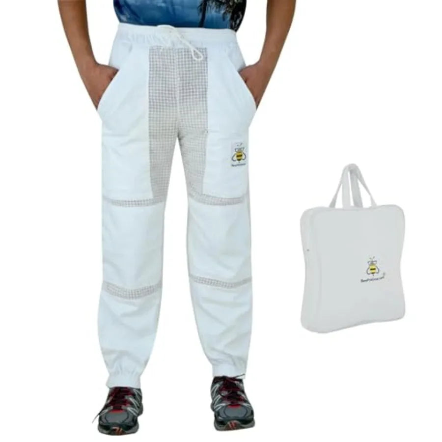 BeeProGear Sting-Proof Beekeeping Pants for Men and Women, Ventilated 3-Layer Mesh Pants with Tool Pockets and Carry Bag