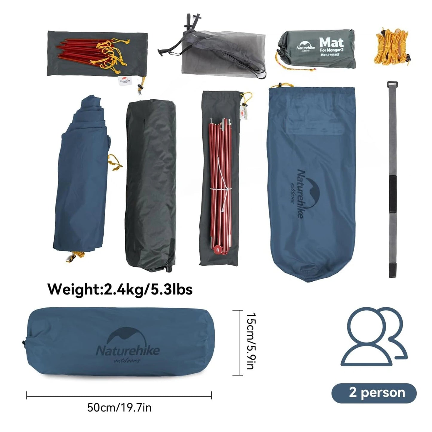 Naturehike Mongar Ultralight Tent 2 Person Waterproof Camping Tent Double Layer Outdoor Travel Hiking Tent
