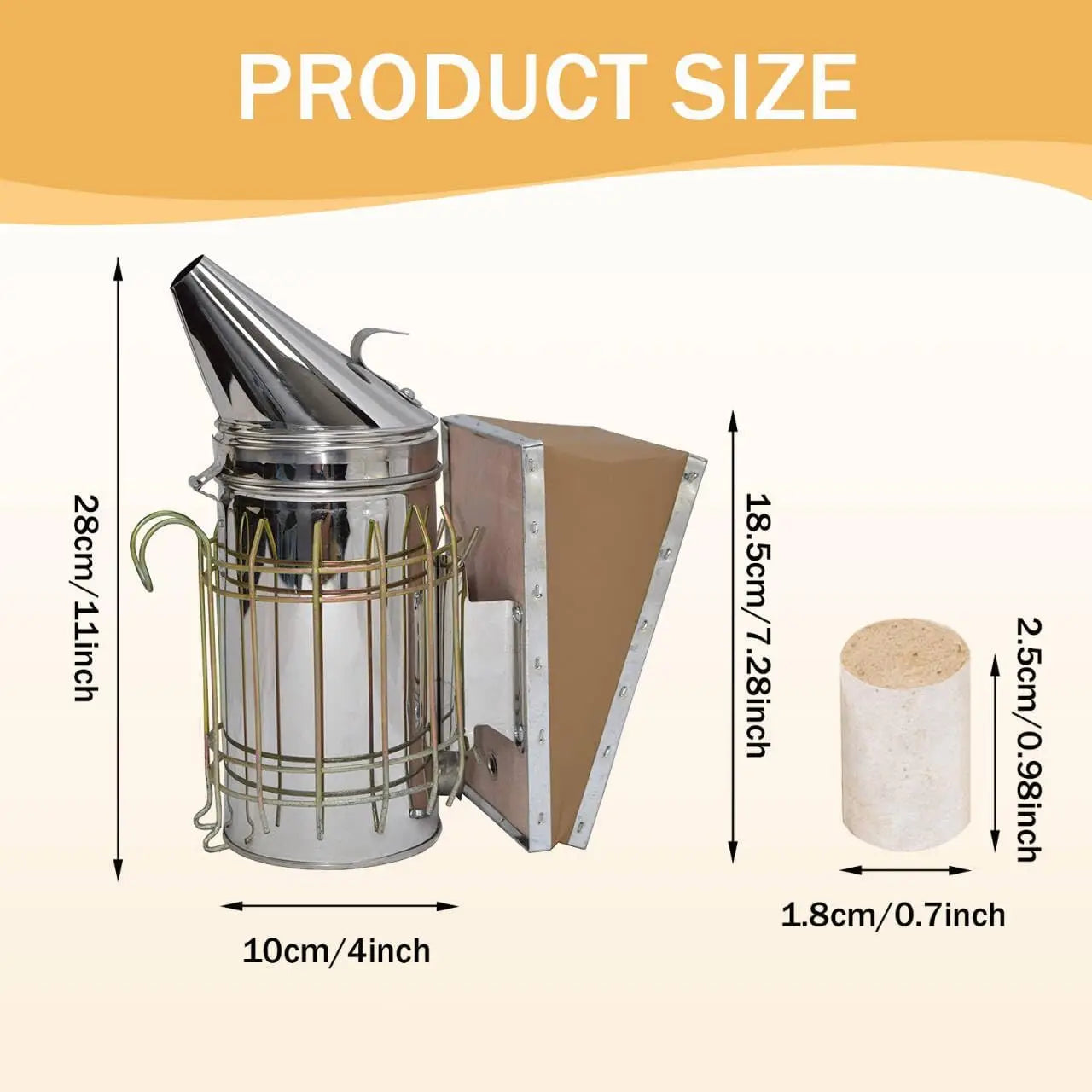 Bee Hive Smoker Kit – Stainless Steel, Heat Shield & 54 Pellets, Beekeeping Essentials for Beginners & Pros