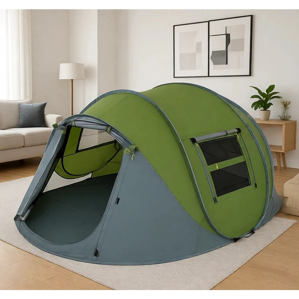 4 Person Pop Up Waterproof Tent Instant Setup Double Door Family Camping Hiking