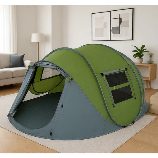 4 Person Pop Up Waterproof Tent Instant Setup Double Door Family Camping Hiking