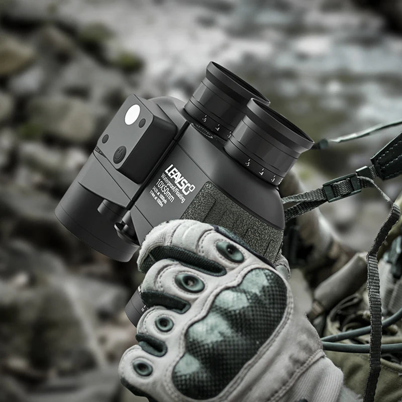 10x50 Binoculars High Power HD, Illuminated Compass & Internal Rangefinder for Hunting Hiking, Bak4 Prism FMC Lens Tact