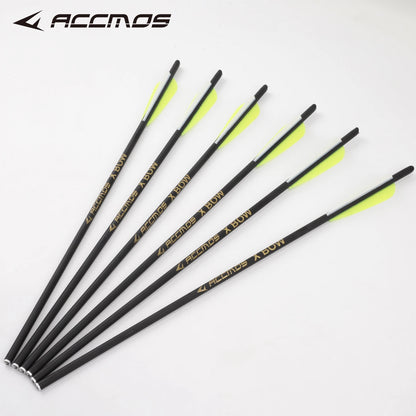 16/18/20/22 Inches ACCMOS 8.8mm Mixed Carbon Crossbow Arrows with Nock & Inserts Archery Hunting Bolts 12pcs