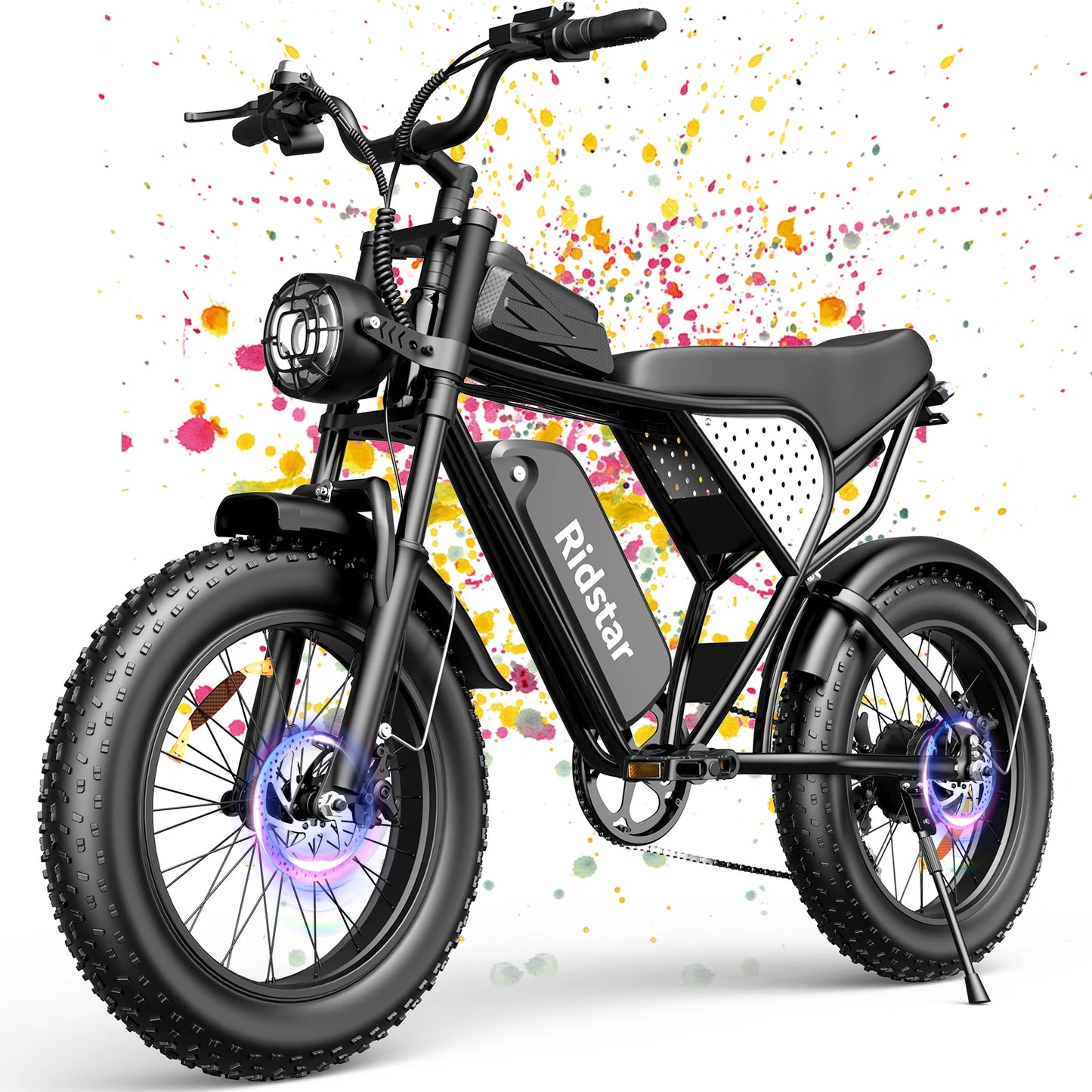 Ridstar Electric Bike for Adults Peak 1500W 31 MPH 48V 15.6AH MINI30 E-Bike Electric Bicycle 20x4" Fat Tire Mountain Bike