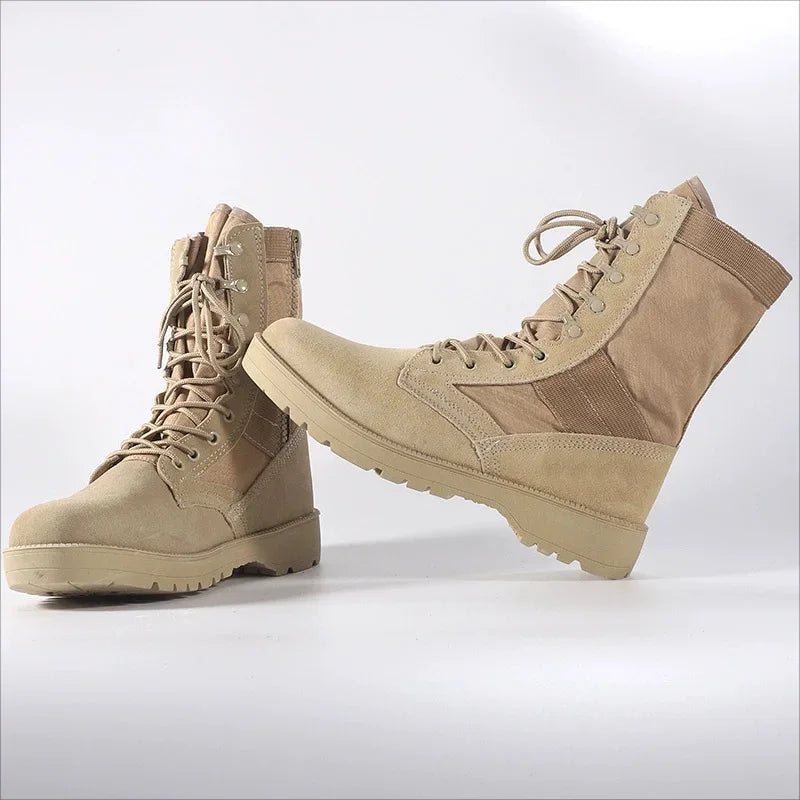 Cowhide Men Tactical Desert Boots Outdoor Combat Lightweight Non-Slip Hiking