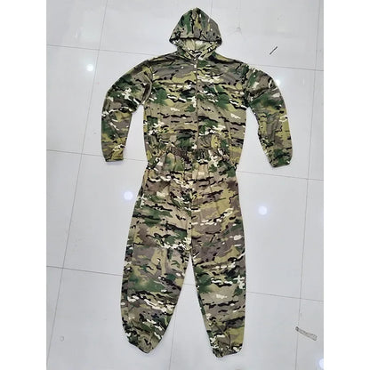 Men Fishing Hiking Sets Outdoor Tactical Mesh Hoodie Mosquito-Proof Set Camping Jacket Elastic Waistband Hunting Pants Men Kids
