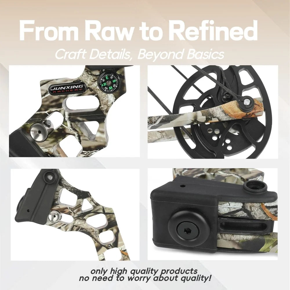 Compound Bow Set 20-70lbs Adjustable 320FPS 80% Let-off RH LH for Hunting Target Shooting Archery Practice Use