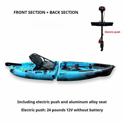 Modular Assembly Kayak with Split Hard Shell, Electric/Pedal-Driven Canoe for Solo/Tandem Lake/Sea Adventures, Portable LLDPE