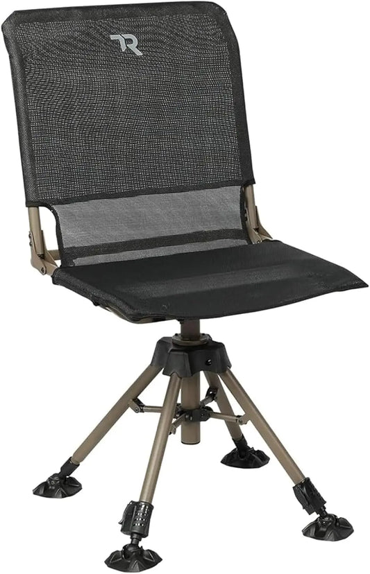 360 Degree Silent Swivel Folding Hunting Chair, Adjustable Height & Legs, 400lbs Capacity, Portable Ground Seat