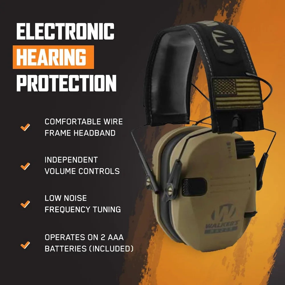 Electronic Shooting Hearing Protection Muffs, 23dB NRR Sound Amplification & Suppression, Ultra-Low Profile with Case