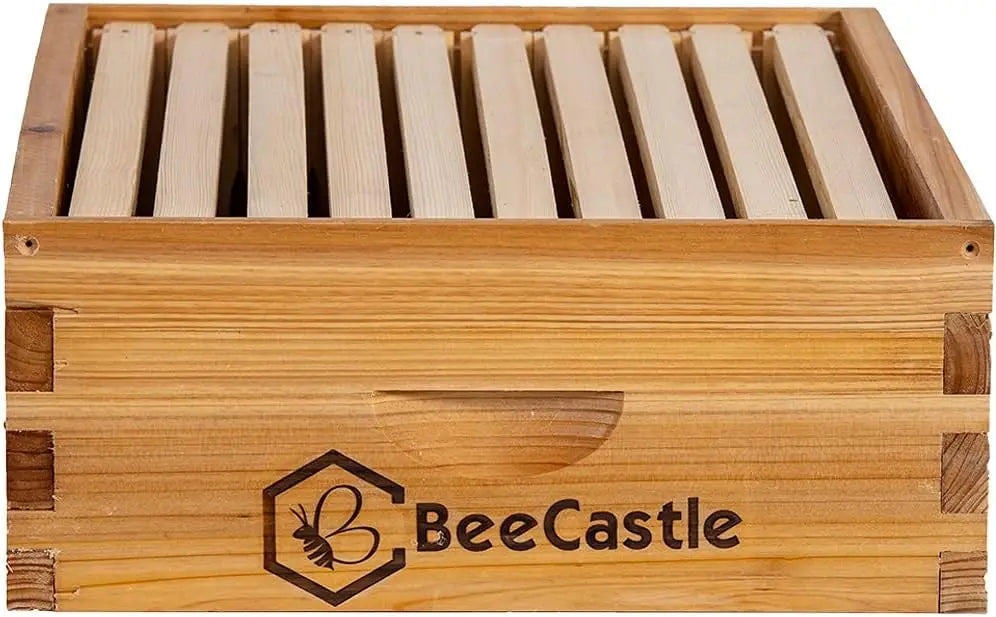 10 Frame Medium Super Bee Hive Box, Langstroth Honey Bee Hive with Beeswax Coating, Frames and Foundations