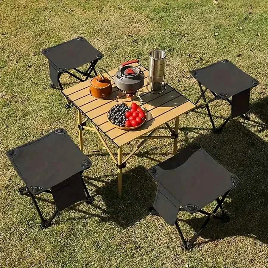 Portable Folding Camping Table With Oxford Fabric Top And Aluminum Frame For Outdoor Use