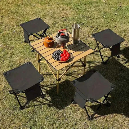 Portable Folding Camping Table With Oxford Fabric Top And Aluminum Frame For Outdoor Use