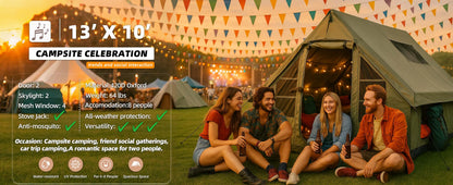 SENLEETO 129 Square Feet Inflatable Glamping Tent 4-8 Person for Camping,4 Season Blow up Tent with Stove Jack&AC Vent,Easy Setup Air Tent with High Pressure Pump