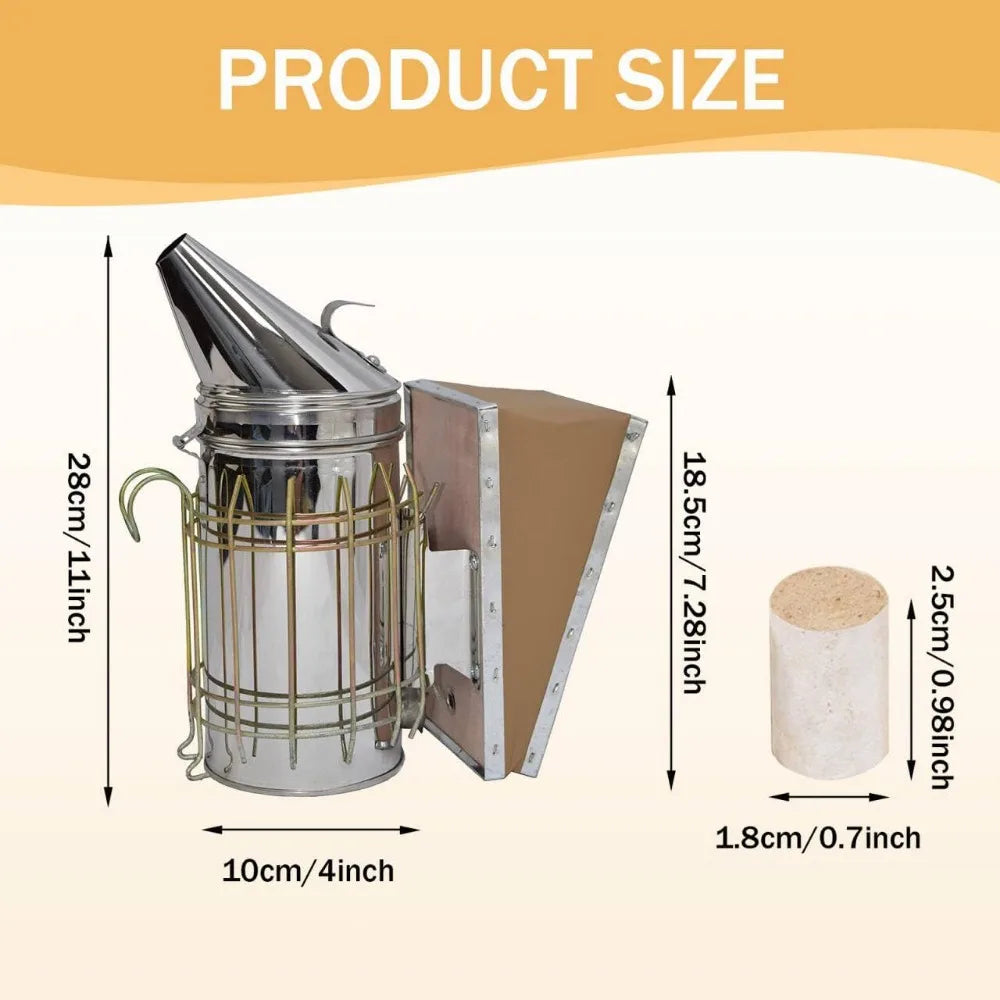 Bee Hive Smoker Kit – Stainless Steel, Heat Shield & 54 Pellets, Beekeeping Essentials for Beginners & Pros