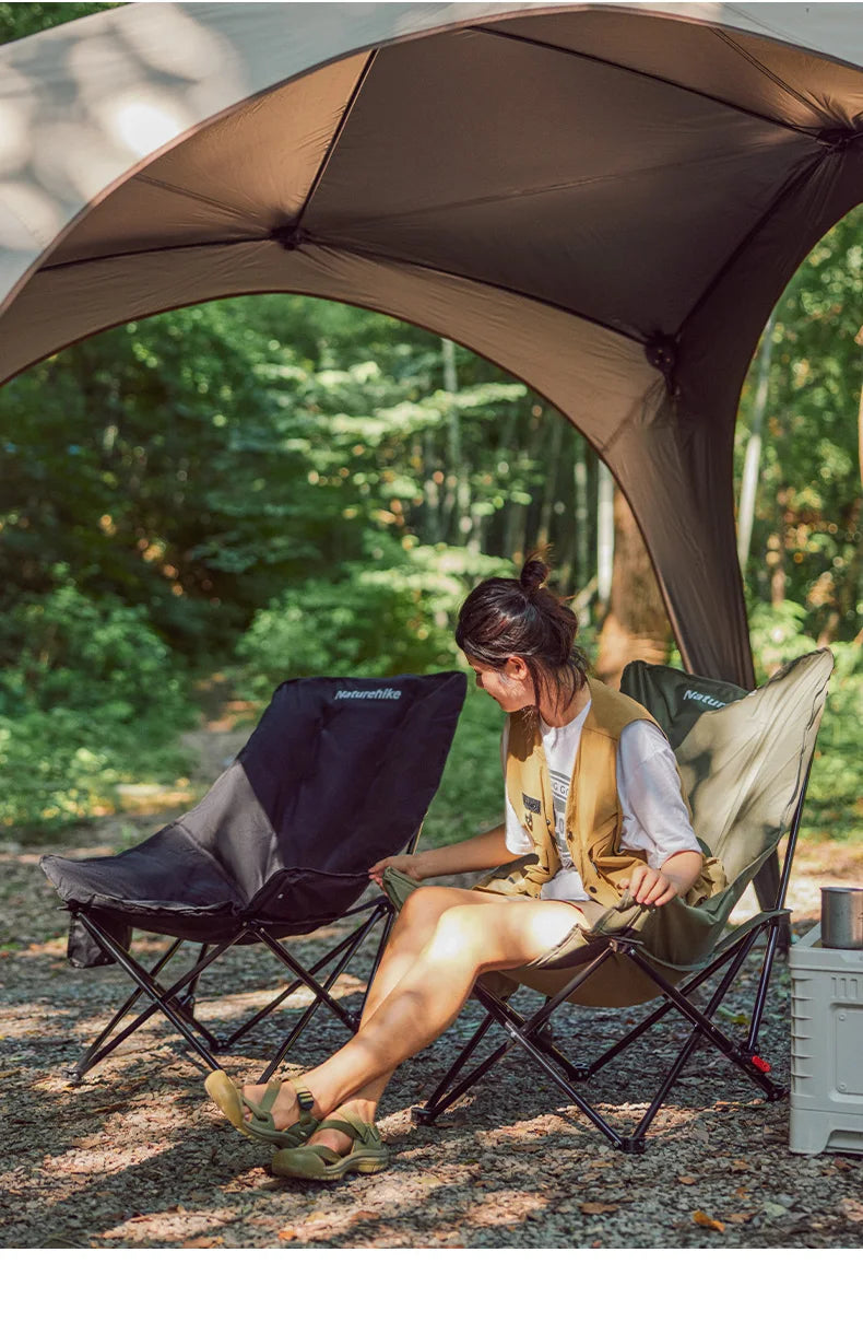 Naturehike High Back Moon Chair Camping Outdoor Fishing Folding Adjustable Lounge Chair Portable Picnic Garden Leisure Seat