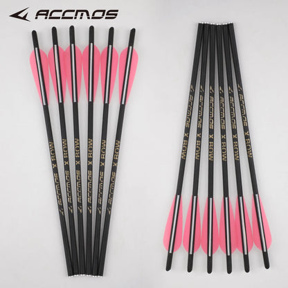 16/18/20/22 Inches ACCMOS 8.8mm Mixed Carbon Crossbow Arrows with Nock & Inserts Archery Hunting Bolts 12pcs