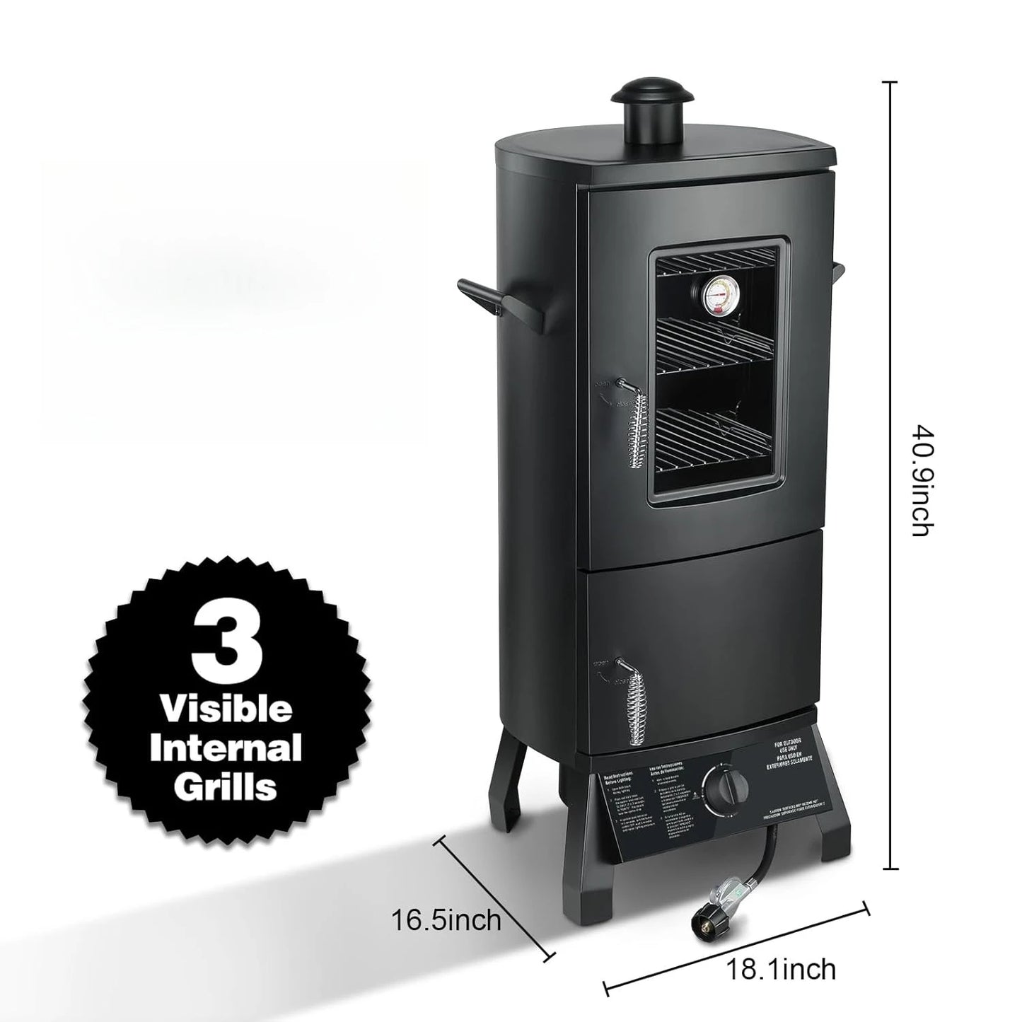Propane Smoker, Vertical Smoker with Three Removable Shelves
