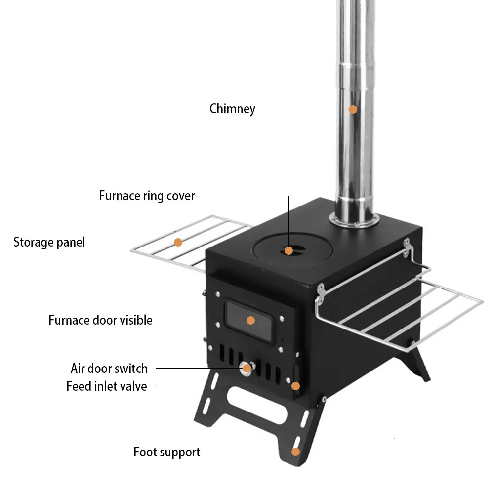 Outdoor Camping Wood-burning Stove Wood Burner Stainless Steel Foldable