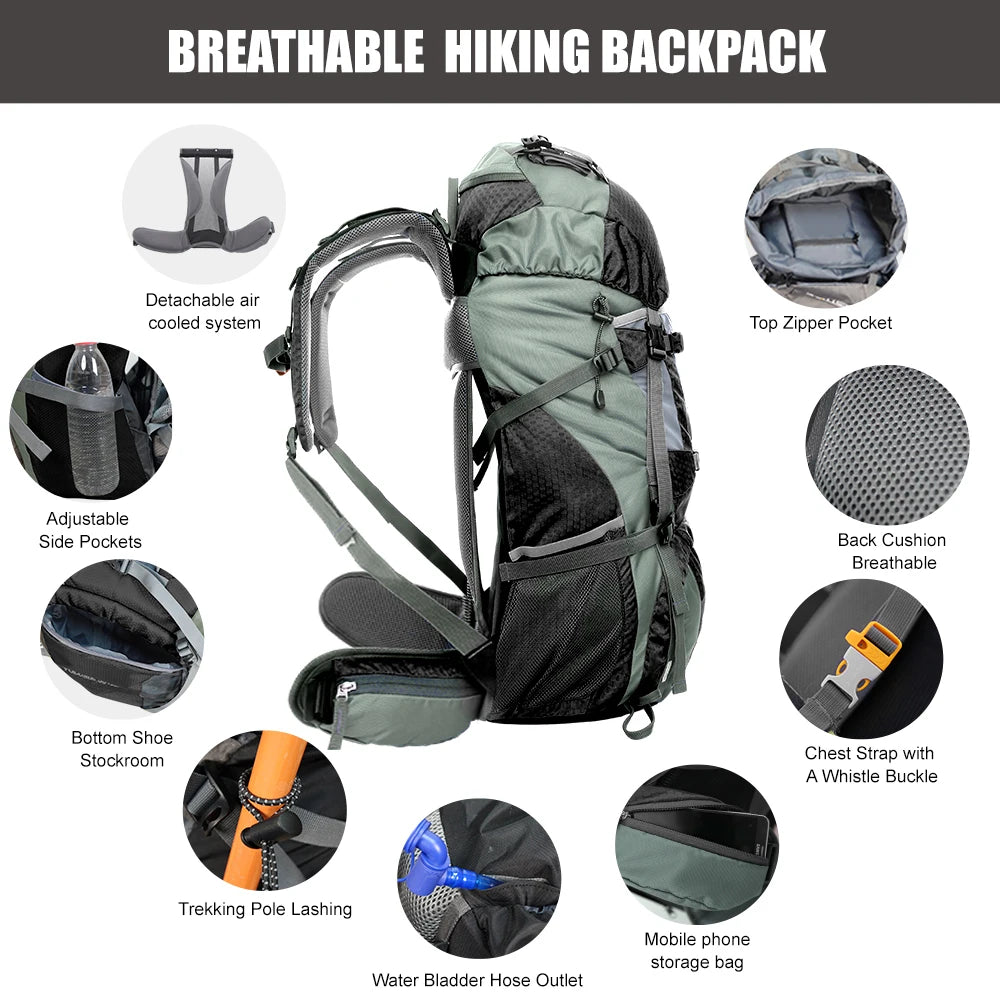 Explorer Internal Frame Backpack with Rain Cover Outdoor Backpack for Hiking Camping Backpacking Travel