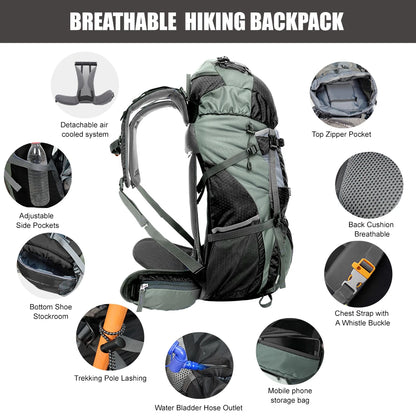 Explorer Internal Frame Backpack with Rain Cover Outdoor Backpack for Hiking Camping Backpacking Travel
