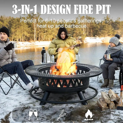 42 Inch Fire Pit with 2 Grills
