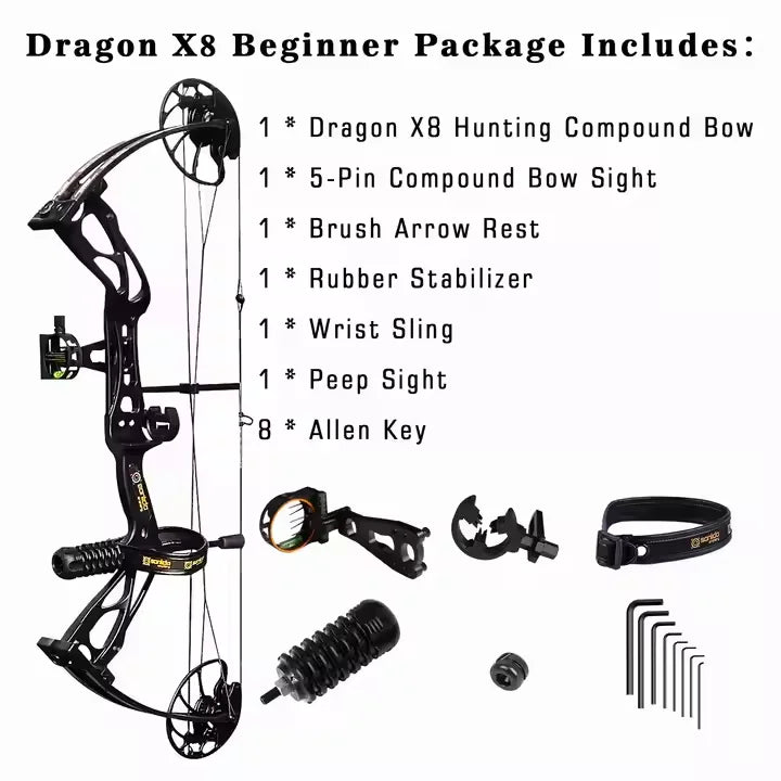 Sanlida Dragon X8 Hunting Shooting Compound Bow Kit 0~60lbs Adjustable Draw Weight Archery Outdoor Sports Bow