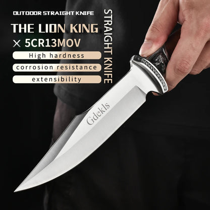 Outdoor Hunting Knife Camping High-Quality Professional Self-Defense Multi-Functional Portable Carnivorous Straight Knife, 12 in