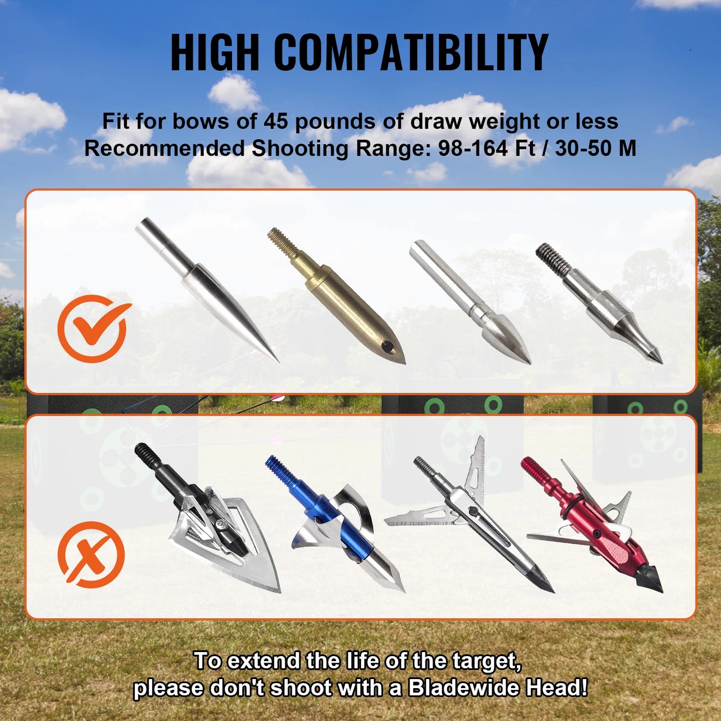 All-side Shotting  Outdoor Portable Archery Target with Carry Handle Easy Arrow Removal Visibility Easy to Transport