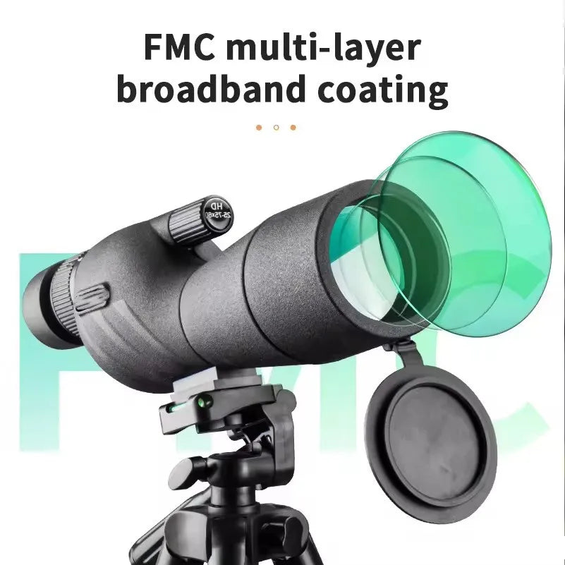 25-75x60 Telescope Spotting Scope Powerful Zoom Monocular FMC BAK4 Waterproof For Bird Watching Target Shotting With Tripod
