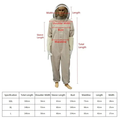 1 Set Professional Ventilated Full Body Beekeeping Suit With Gloves