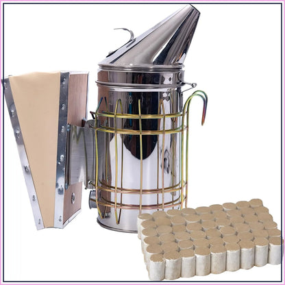Bee Hive Smoker Kit – Stainless Steel, Heat Shield & 54 Pellets, Beekeeping Essentials for Beginners & Pros