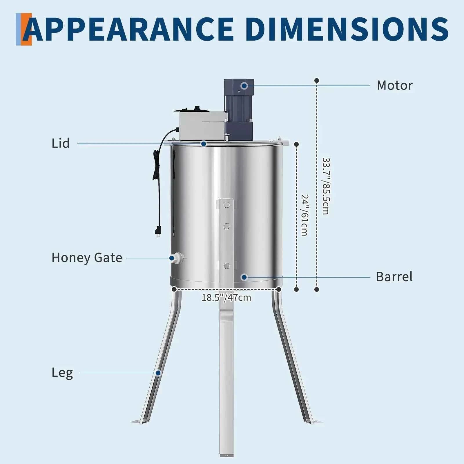 4 Frame Honey Extractor Spinner Electric Beekeeping Centrifuge
