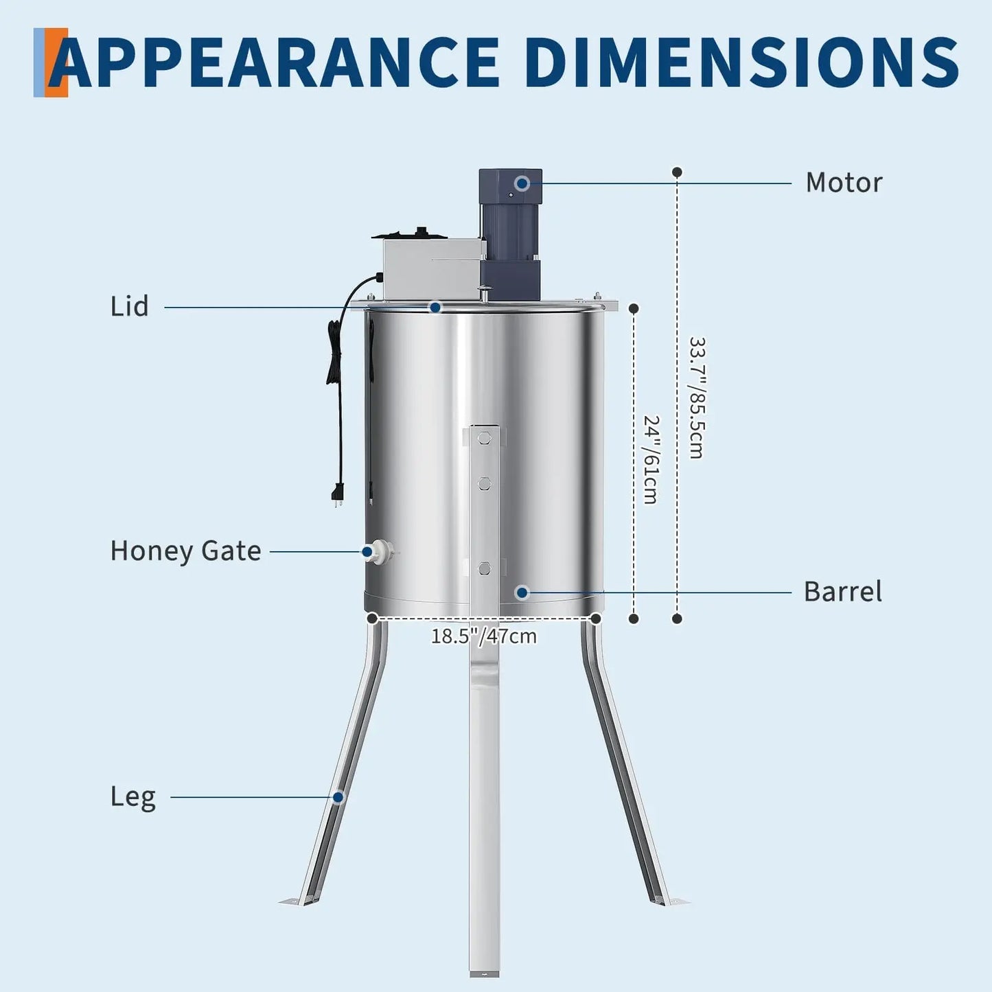 4 Frame Honey Extractor Spinner Electric Beekeeping Centrifuge