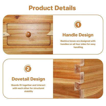 10-Frame Complete Beehive Kit, Wax Coated Bee Hives for Beginner, Includes 1 Deep Box and 1 Medium Bee Box with Acrylic Window, Beehives Frames and Wax Foundations for Beekeeping Supplement