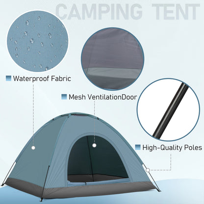 3-4 Person Camping Dome Tent, Spacious, Windproof & Rainproof for Outdoor Travel